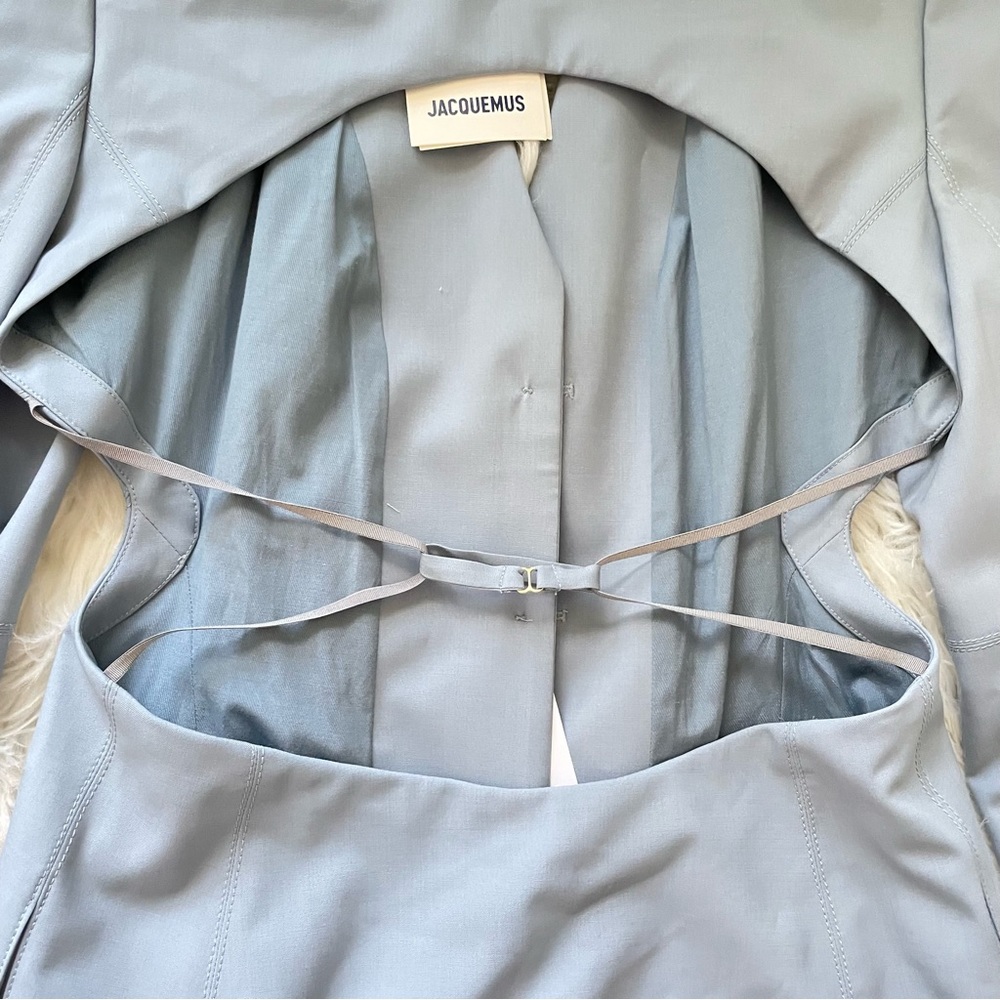 Jacquemus La Vesto Melo Cutout Blazer Blue Stretch Wool Size 10 NWT - Picture 13 of 16